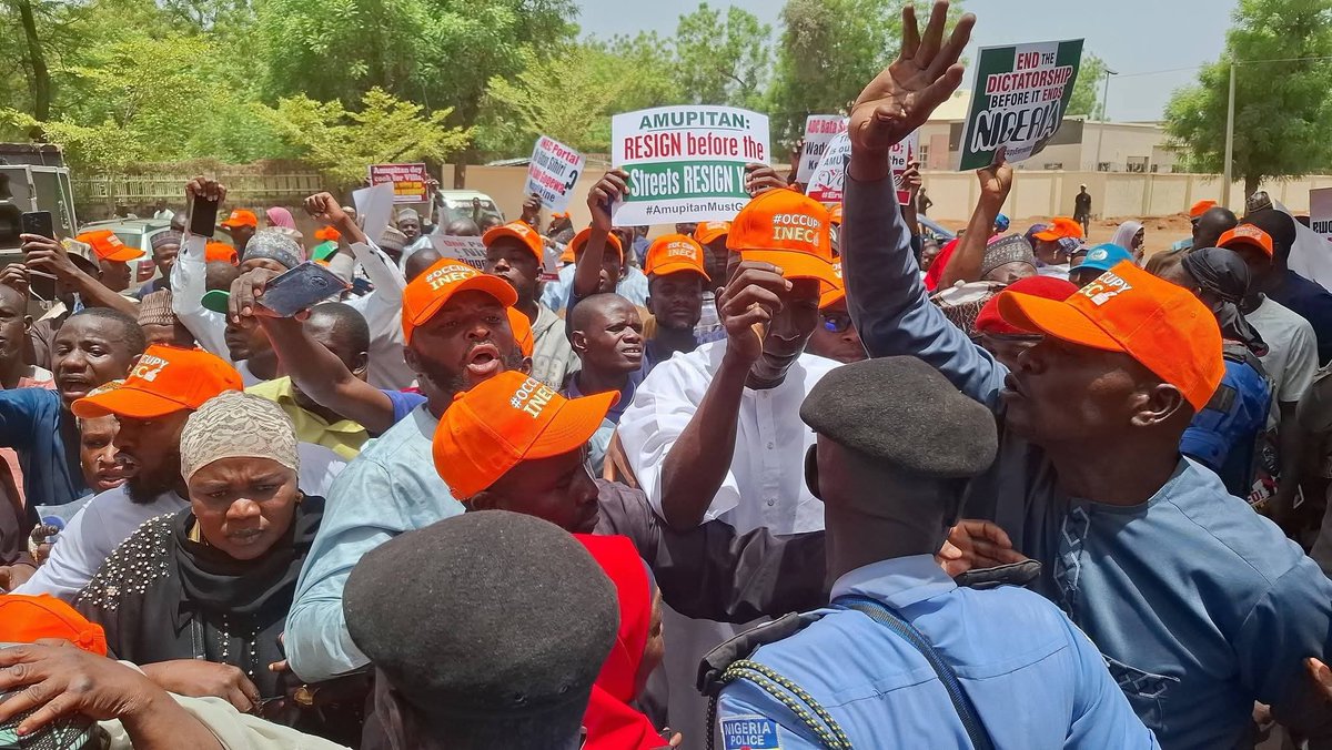 ADC supporters in Sokoto State held a protest calling for the immediate removal of INEC Chairman, Amupitan.