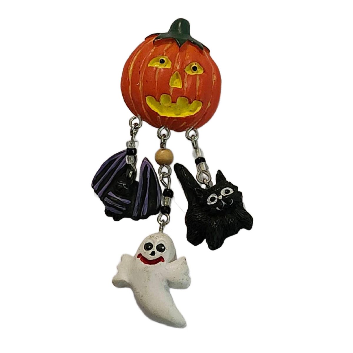 JunkYardBlonde's tweet image. Vintage Jack o Lantern Dangle Brooch with Ghost, Black Cat, Bat, 3.5" Long tuppu.net/4c0d138a #Etsy #JunkYardBlonde #GothGirl
