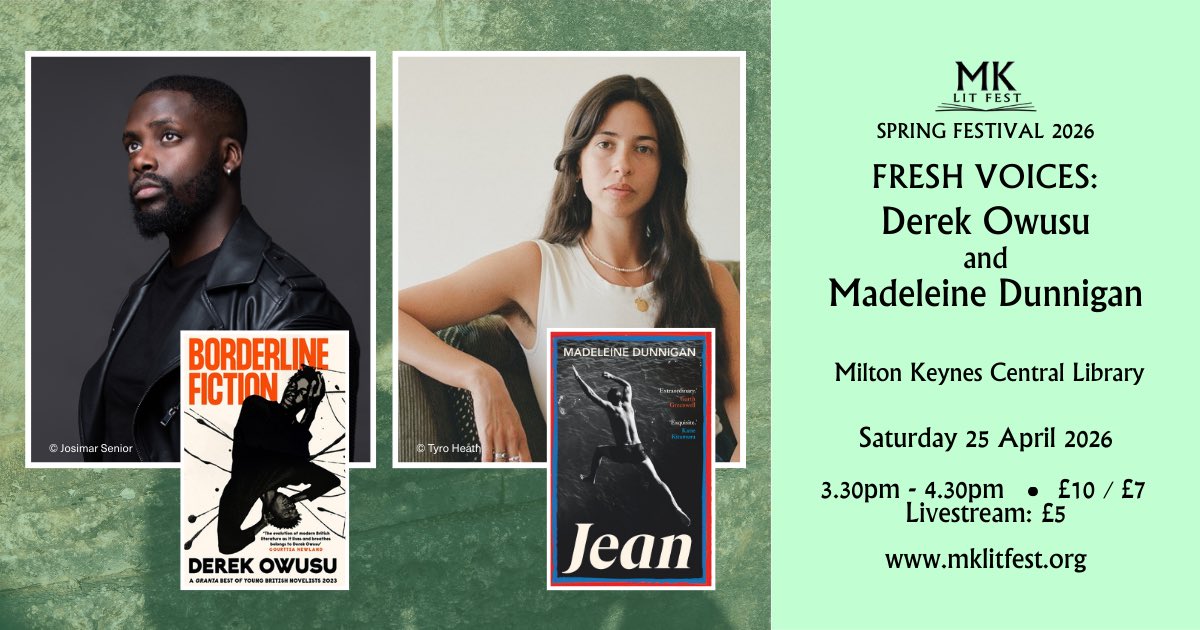 MKlitfest's tweet photo. Rising authors Derek Owusu and Madeleine Dunnigan bring fresh takes to the coming of age novel. Hear them in conversation about their novels, inspirations and writing.

https://t.co/AkuwflJ0rB

#fiction #novels
@derekvowusu https://t.co/AMHbLyHjFO
