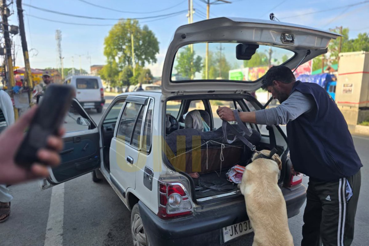 UNI_Photos's tweet image. In Photos | Police personnel, along with narcotic sniffer dog Bella, during an anti-drug operation conducted as part of the 'Nasha Mukt Bharat Abhiyan' in Anantnag today.

📸: Shah Junaid / UNI 

@JmuKmrPolice | #Anantnag | #JammuAndKashmir | #NashaMuktBharatAbhiyan | #DogBella |