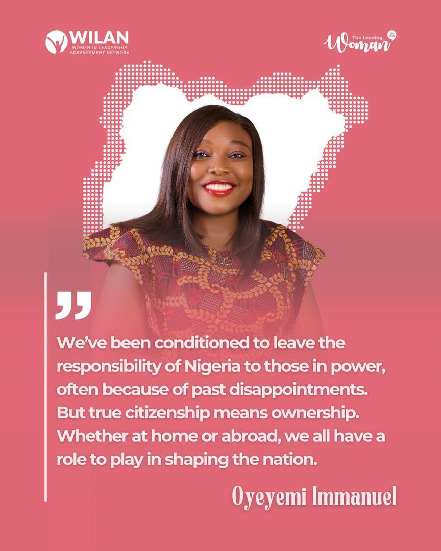 Real change comes from responsibility. 
At home or abroad, every Nigerian has a part to play in making things work better.

cc: <a href="/leadingwomanshw/">The Leading Woman Show</a>
