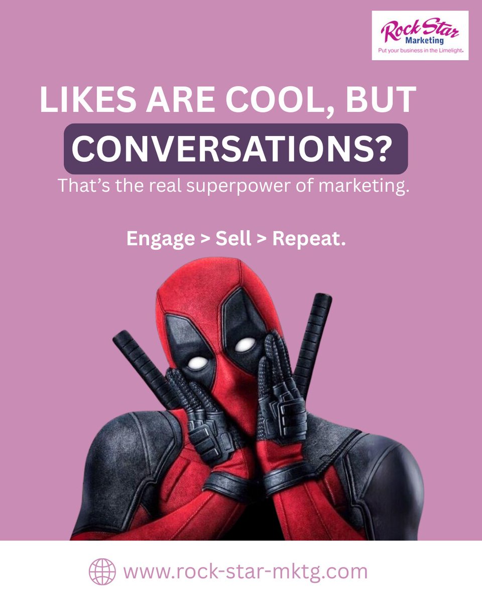 💬 Likes are Cool, but Conversations? That’s the real superpower of marketing! 💥
 
 Engage > Sell > Repeat. Ready to get started? Let’s chat about how to turn your social interactions into results.

👉 at rock-star-mktg.com
.
#SocialMediaMarketing