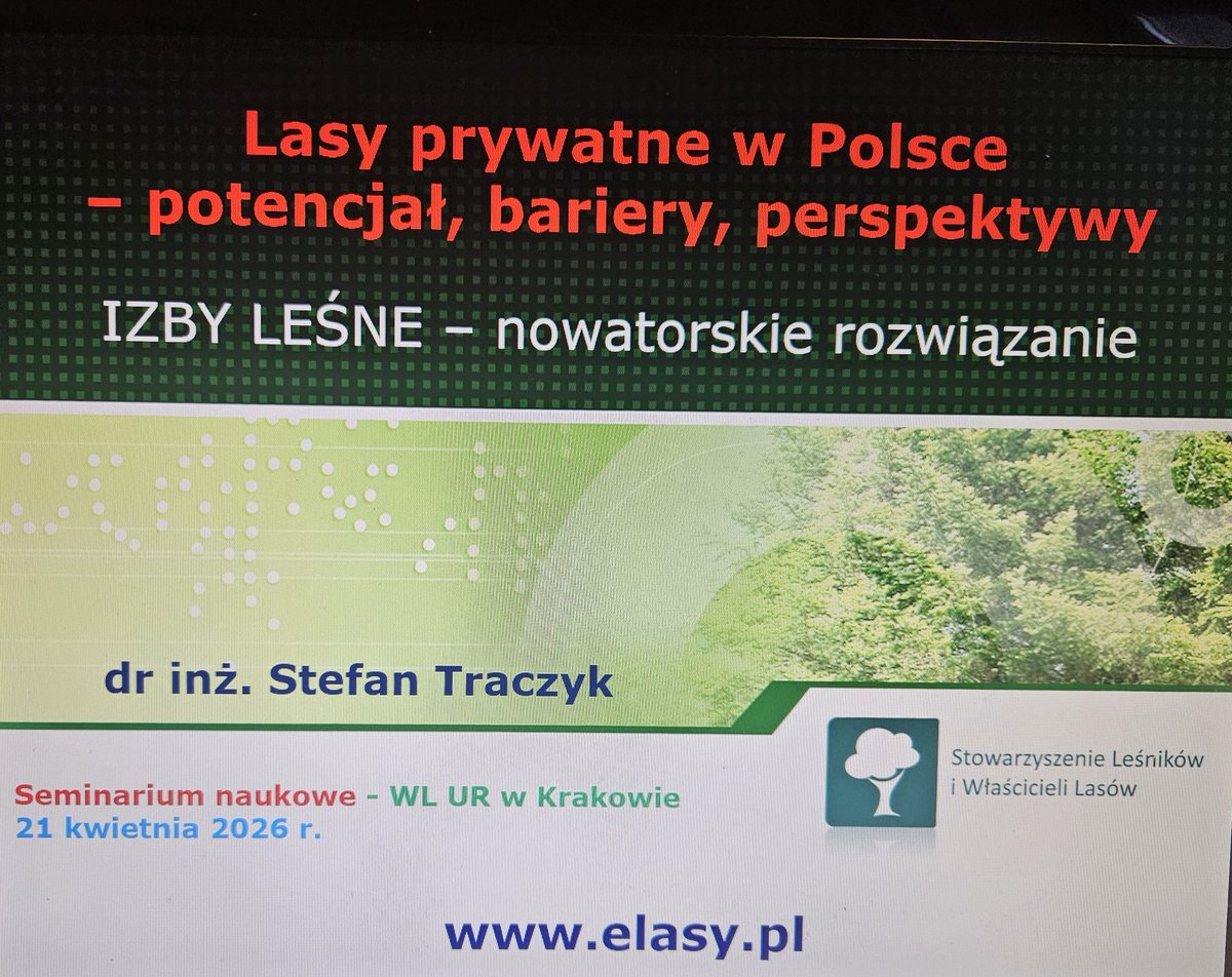 OInstytut's tweet photo. Wczoraj na @UR_Krakow na Wydziale Leśnym odbyło się Seminarium naukowe, na ktorym @StefanTraczyk prezes Zarządu Stowarzyszenia Leśników i Właścicieli Lasów wygłosił referat na temat lasów prywatnych w Polsce 🌳🌲🧐 Podziękowania dla @jaroslaw_socha za wspaniałe partnerstwo!👍 https://t.co/kjdn4Essyf