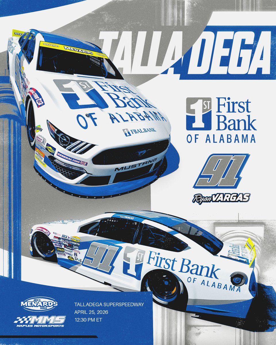 RyanVargas_23's tweet photo. If you ain’t FIRST, you’re last☝🏼

Proud to welcome First Bank of Alabama aboard for this weekend’s race at Talladega! Serving Alabama since 1848, FBAL has made a lot of history &amp; we look forward to adding to that history on Saturday!🏦

Tune in SAT at 12:30EST on FS1!🚀 https://t.co/TAdS4Q8ZDZ