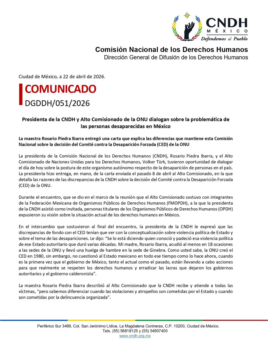 CNDH en México tweet media