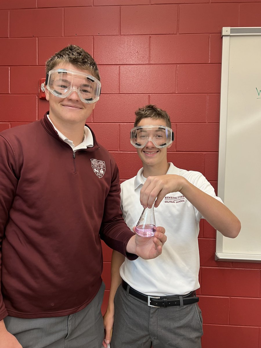TheBC400's tweet image. Benedictine Military School Cadets in Dr. Cindy Pederson’s chemistry class have been performing a lab exploring different types of reactions. Special thanks to Dr. Pederson for the photos, videos, and information. #thebc400 #Purpose
