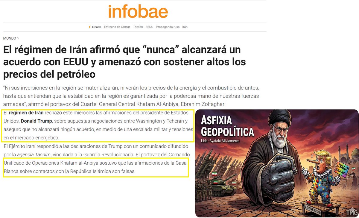 compa1968's tweet image. #MANIPULATION #MARKETS #TACOtrade 

TRUMP UNA VES MAS QUEDO EN EVIDENCIA QUE NO GOBIERNA POR LOS INTERESES DE SU PAIS, SINO POR LOS SUYOS, CON SUS MENTIRAS DELIBERADAS PARA GENERAR VOLATILIDAD A FAVOR DE SUS TRADING DE MERCADO...

EL REGIMEN DE IRAN SEÑALO QUE LAS AFIRMACIONES DE