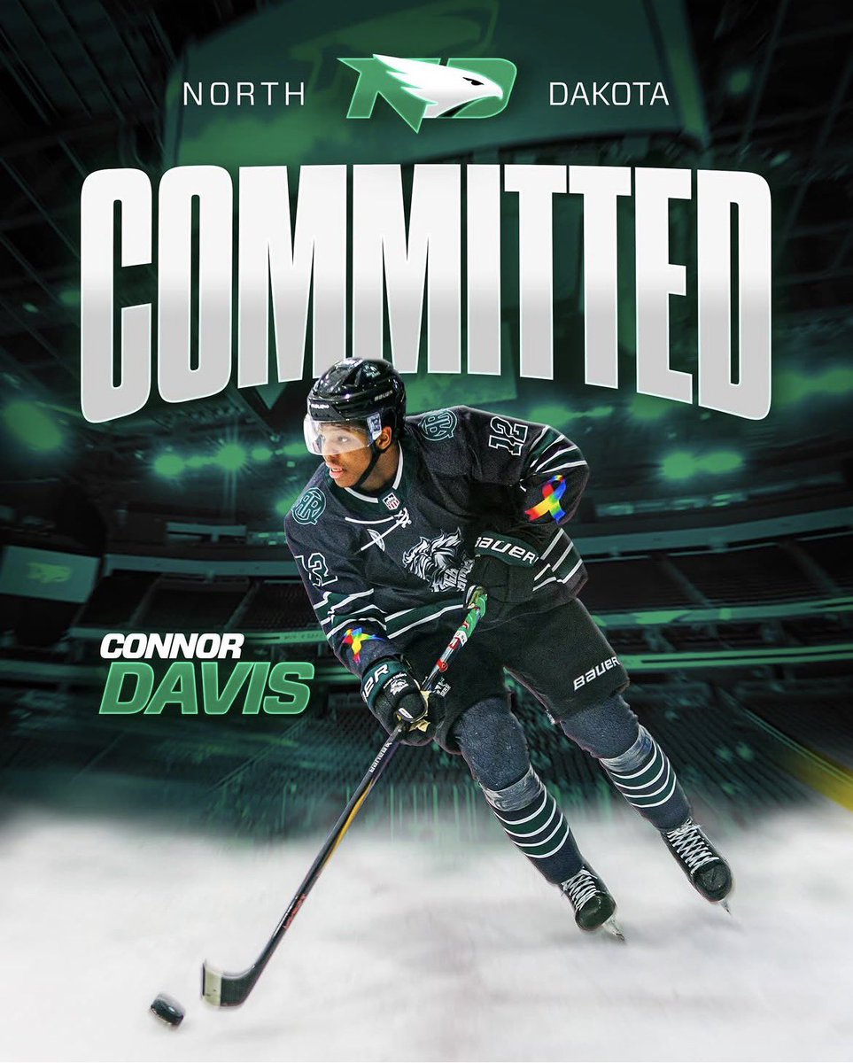 PuckPreps's tweet photo. North Dakota has received a commitment from 3 ⭐️ recruit Connor Davis. The 2006-born forward had 55 points in 59 games with the USHL’s Cedar Rapids Rough Riders this season and is expected to join UND this fall. https://t.co/D3mxThYJM3