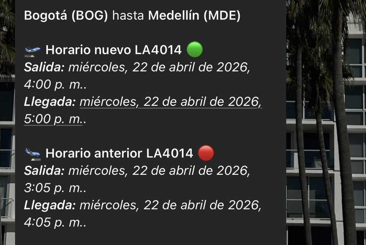 joserossim's tweet photo. @LATAM_CO Informa q elimine el tw por supuestos datos personales pero No importa aquí sigo con la queja sobre esta aerolínea que cómo
Siempre hoy hace lo que quiere con su usuarios …nueva hora de salida 5:50 y tampoco se cumplirá con el
Itinerario @LATAM_CO @AerocivilCol @Supertransporte https://t.co/wOxGWsQRdv