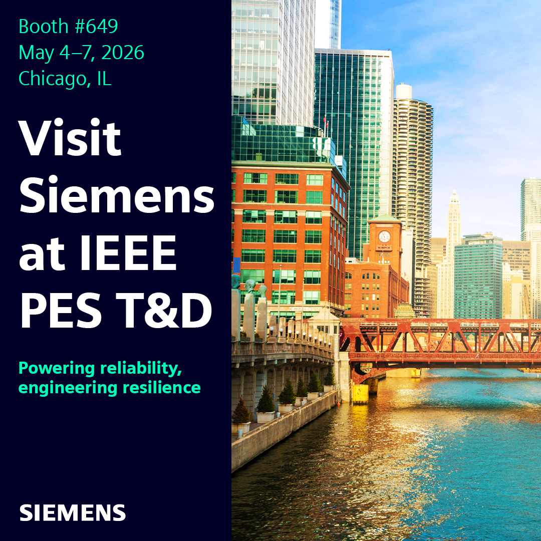 SiemensInfraUSA's tweet image. Join Siemens at #IEEEPESTandD 2026 in Chicago, May 4–7. Visit booth #649 to explore solutions for #GridReliability, resilience and automation, from #Microgrids to advanced protection: usa.siemens.com/mediumvoltage #TeamSiemens #Sustainability