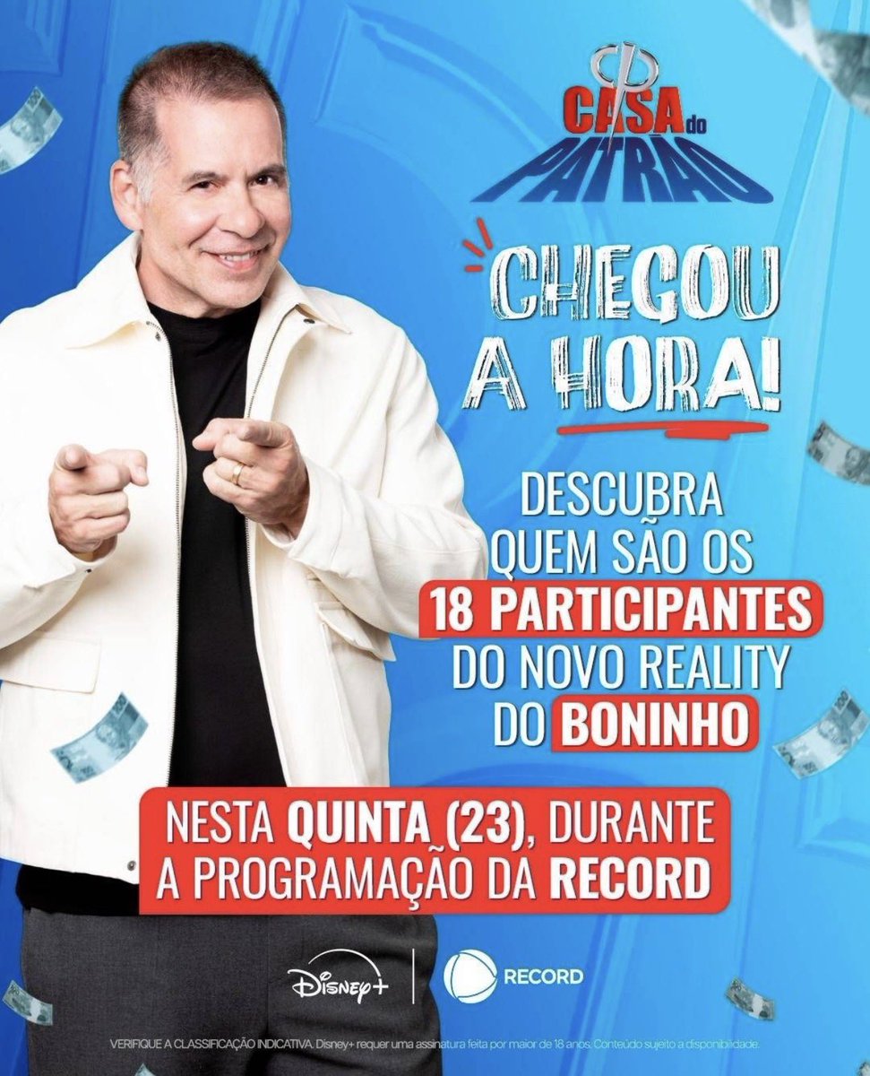 BoninhoComenta's tweet image. 🚨Atenção: chegou a hora de conhecer os 18 participantes da #CasaDoPatrão, o novo reality do Boninho O "chá revelação" dos participantes acontece durante a programação da #RECORD nesta quinta (23).