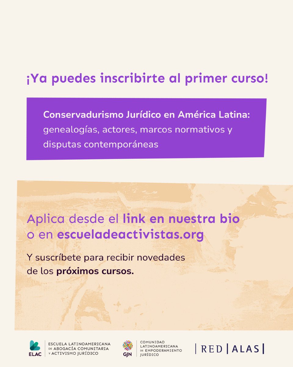 RedAlasGenero's tweet image. 🔗 Asegura tu lugar completando el formulario de inscripción: forms.gle/NiofStvEipCVvr…
👉 Más info: escueladeactivistas.org/conservadurism…

¡Les esperamos! Compártelo con quien creas que le pueda interesar. 🔄

#RedALAS #ELAC #DerechoYGénero #Feminismos #ConservadurismoJurídico