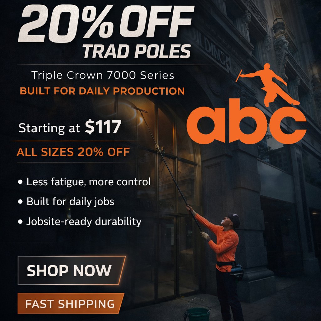 💪 Grab the Triple Crown 7000 Series Trad Poles for control &amp; durability. 

🏷️ Now: 20% OFF 
• 8 ft – $117 
• 12 ft – $144 
• 18 ft – $192 
• 24 ft – $214 
• 30 ft – $248 
• 30 ft Carbon – $360 

Get yours before the rush! 👉 window-cleaning-supply.com/triplecrown-si…