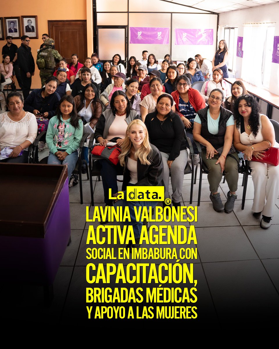 ladataec's tweet image. #Tendencia Lavinia Valbonesi activa agenda social en Imbabura con capacitación, brigadas médicas y apoyo a las mujeres

Imbabura vivió una jornada marcada por la cercanía y el encuentro con la Primera Dama del Ecuador, Lavinia Valbonesi, quien compartió con distintas comunidades