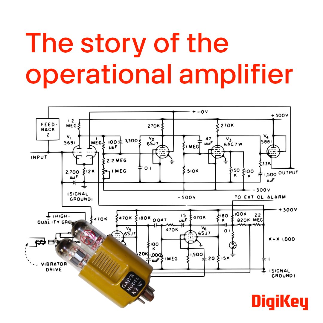 digikey's tweet image. The operational amplifier redefines amplification. It places control of gain and function in the hands of the designer instead of within the device itself. 👨‍🔧

Learn the story behind op amps here ➡️ bit.ly/4tSTM6w

#OpAmp #electronics #engineering #eMagazine