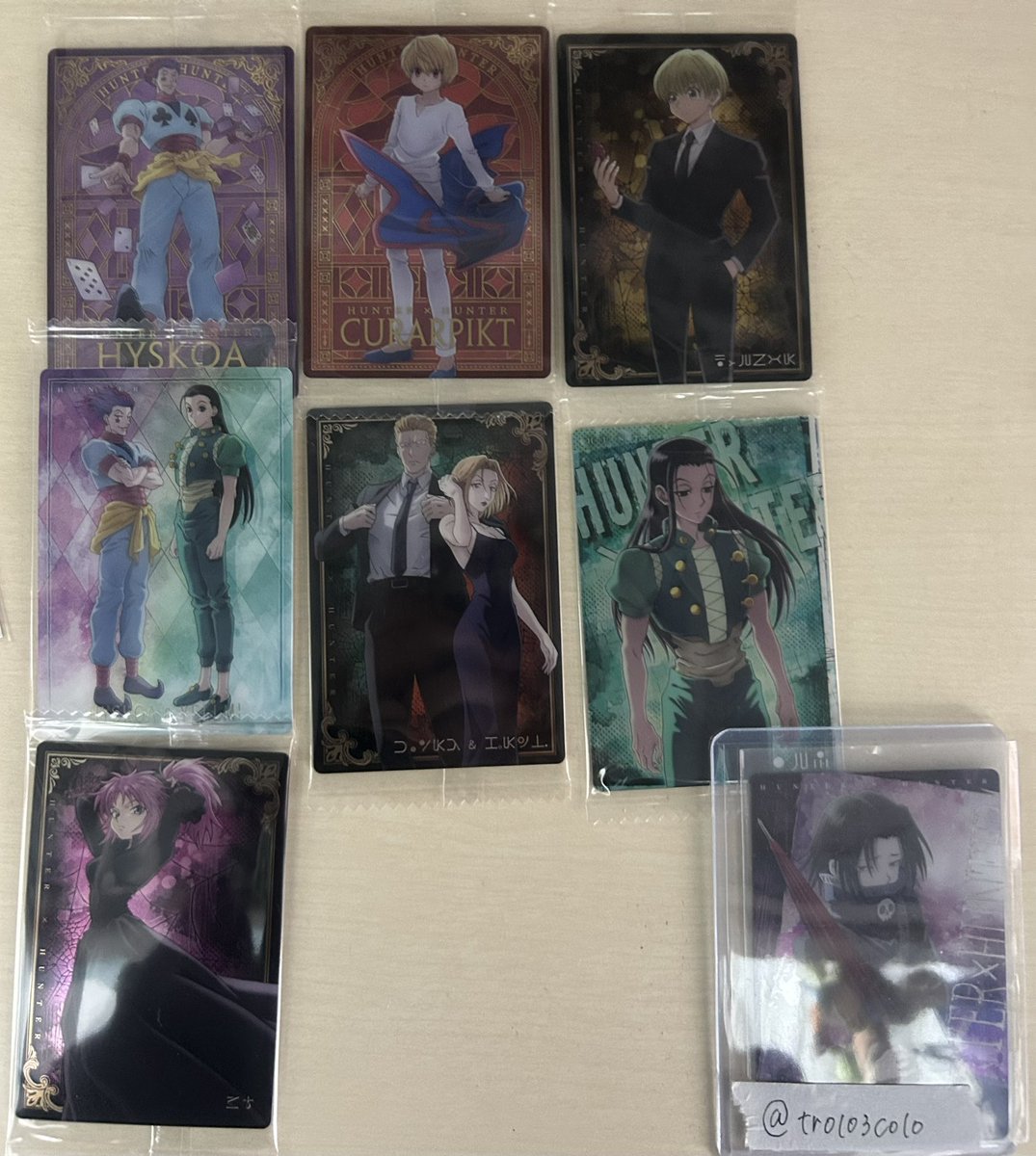 tr0103colo's tweet photo. 【交換】 ハンターハンター HUNTER × HUNTER イタジャガ カード

譲▶︎ SPヒソカ SPクラピカ シャルナーク ヒソカ＆イルミ フィンクス＆パクノダ イルミ マチ

求▶︎ フェイタン

ご不快でなければ当方2:1可能です。
イルミお声がけ中🙇🏻‍♀️
郵送交換のみ📮
検索からでもお気軽にお声がけください🌷 https://t.co/xcArVuLG3q