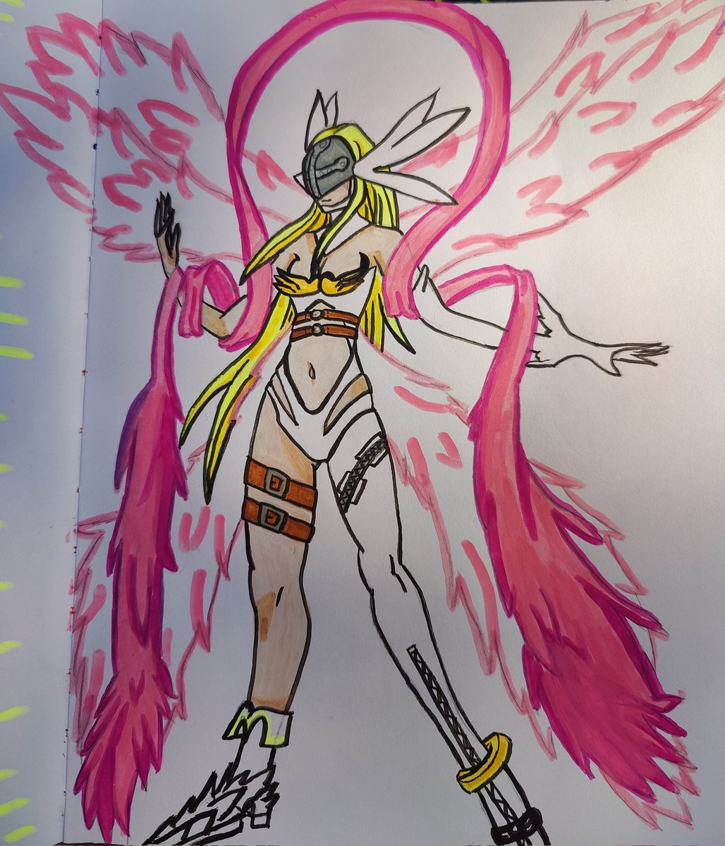 LieutenantNemu's tweet image. Angewomon 
&amp;gt;&amp;gt; Acrylic Paint Markers 

#Digimon #DigimonFanart
#Angewomon #HumanArtist