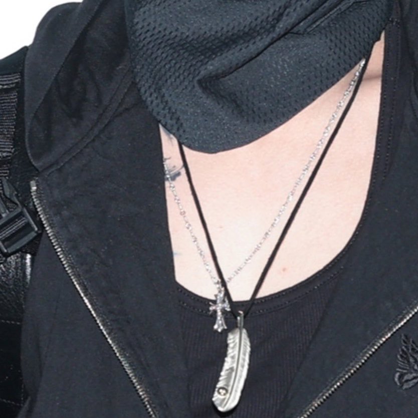 tthere4youu's tweet image. jikook wearing matching chrome hearts necklaces #iykyk 😭