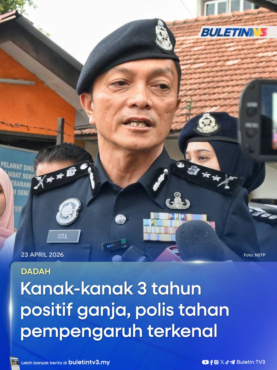 BuletinTV3's tweet image. DADAH | Seorang lelaki yang juga pempengaruh media sosial, ditahan bagi membantu siasatan kes berkaitan seorang kanak-kanak perempuan tiga tahun yang dikesan positif dadah jenis tetrahydrocannabinol atau ganja.

#BuletinTV3 #Dadah #Ganja #Pempengaruh #BudakPositifDadah

Berita