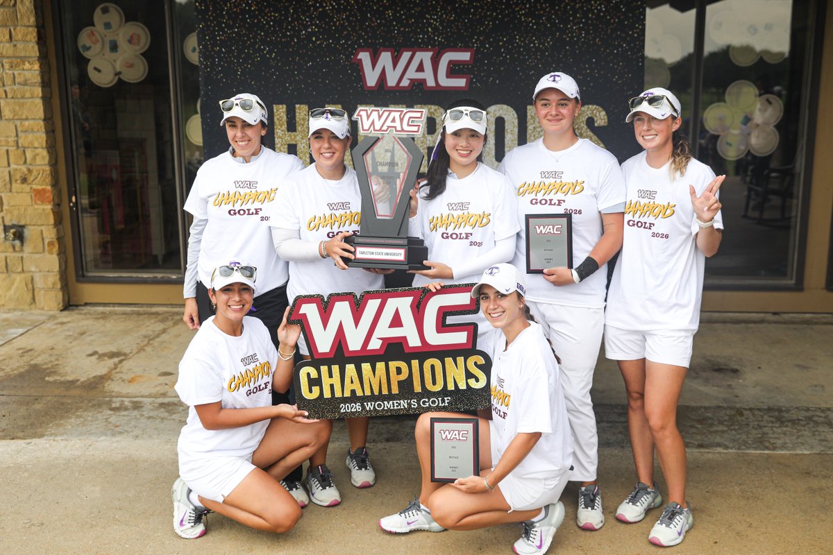 TarletonState's tweet image. Back-to-Back Champions! Tarleton State Women's Golf defends their WAC title, with Louise Depadt winning her second-straight individual title 🏆💜
 
#TarletonState #BleedPurple