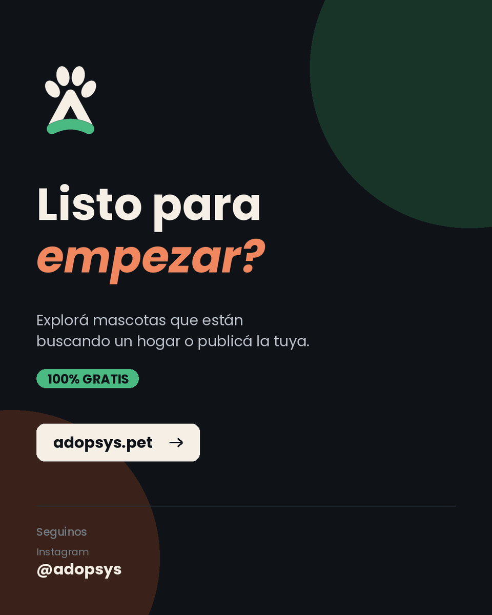 adopsys's tweet photo. 🐾 Adoptar no debería ser complicado.
Perfiles con historial médico, chat en tiempo real, contratos digitales y seguimiento post-adopción.

Todo en un solo lugar. 100% gratis.

https://t.co/vs25KziisJ https://t.co/j0kmvAXa8Y