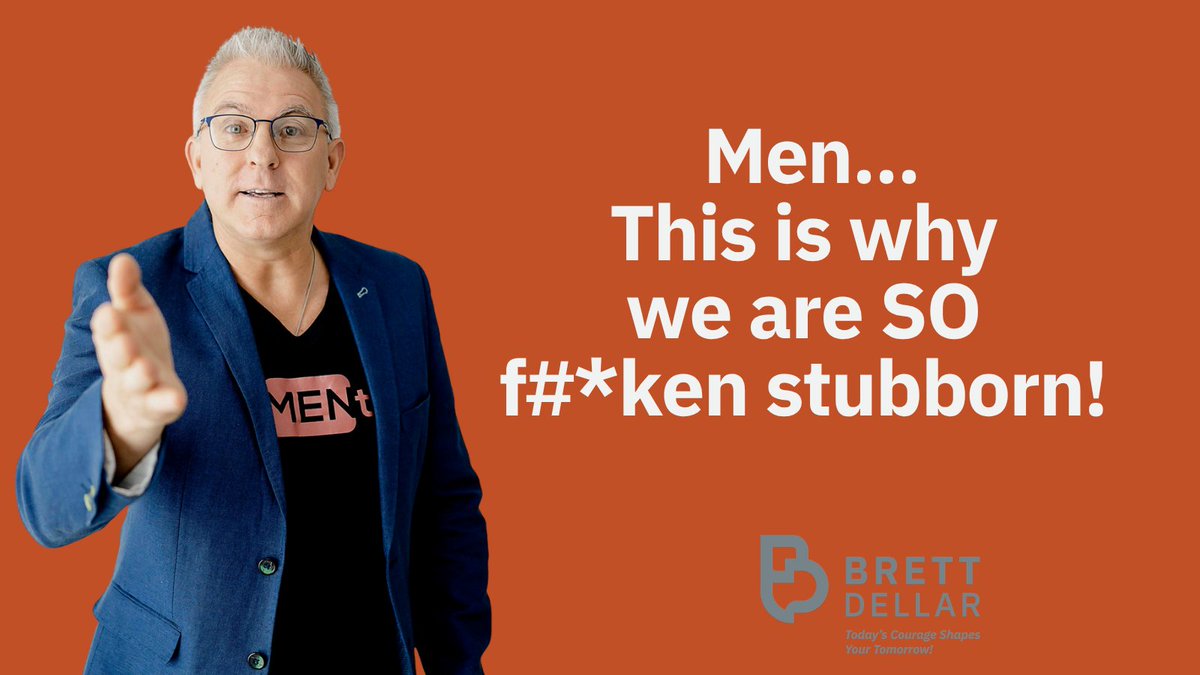 BrettDellar's tweet photo. Men...This is why we are so f***en stubborn.

What I've written below might be a little jarring...but no apologies today.

I have spent thousands of hours speaking to and supporting men. Put together thousands of posts and videos full of life lessons, positive mindset shifts, practical exercises, and real tools for change.

I was lying in bed the other morning thinking about how I could help more men.

And the honest answer? 
I can't! Not unless they're ready.
I keep thinking back to one conversation in particular. 
No matter how many times I showed up for this person...listened, offered ideas, gave them exercises and tools...NONE of it mattered. Because they never used them. 
And if you don't use the tools, nothing will ever change.

This is the pattern I see again and again:
Reach out → Have a conversation → Acknowledge there's a problem → Start to see there might be a pattern.
Those patterns often look like:

Using alcohol, drugs, or other substances to numb the pain
Withdrawing and shutting down emotionally

Exploding with anger...and not understanding why
Pushing away the people who care most
Self-sabotaging relationships, careers, and opportunities
Chronic people-pleasing to avoid conflict
Isolating completely
Risk-taking or reckless behaviour as an escape
The root causes — usually from childhood:
Loss of a loved one
Physical, emotional, psychological, or sexual abuse

Witnessing or experiencing domestic violence
Neglect or emotional abandonment
Growing up in an environment of shame, fear, or instability
Never being taught how to feel, process, or express emotions
The results:
Low self-worth and confidence
Substance abuse

Depression and/or anxiety
Anger issues or violence
Broken relationships
Chronic loneliness
And then there's the blame.
We won't take responsibility. Instead it becomes:
It's because of what happened to me. 
It's because of what they did. 
It's the economy. 
It's my upbringing. 
It's bad luck.

And for some men — it becomes: 
It's her fault. 
It's work's fault.
It's their fault. 
It's your fault.
The blame shifts constantly. 
The one place it never lands? With themselves.
I genuinely empathize. 
This trauma is deep-rooted...as it's been wired into your nervous system since you were a child. It shapes how you think, how you feel, how you react.
But here's the truth: it is not your identity. (I know - l lived it)
I know how hard it is to carry childhood trauma. 
To numb the pain. 
To tell yourself everything will be fine while the same patterns destroy the things you love.
But nothing changes until you change what you do.
When challenged, some men respond like this:

"I'm fine, I'll work through it" — but if that were true, you'd already be through it.
"I've got this handled" — yet the same cycles keep repeating.
"You don't know what you're talking about" — anger as armour.
Shuts down completely — and the patterns quietly return.
On the surface it comes out as:

"I'm fine" (said through gritted teeth) 
(Mine was "I'm Ok")
The bully

The class clown...always deflecting with humour
The know-it-all

The invisible man...isolated and withdrawn

The overachiever...using success to outrun the pain
The victim...everything happens to him, never because of him
But nothing changes. 
In fact, it gets worse.

When we hold onto emotional pain and trauma...it gets heavier.

Think about holding a 500g rock out in front of you, arm fully extended.
Easy for the first minute. After an hour, your arm is failing and it feels like a ton.
Now imagine carrying that emotional weight for 10, 20, 30, 40 years.
You cannot hide from it. 
You cannot outrun it. 
It will find you.
Men...Hear this:
We are not our trauma or our pain. 
We are not our reactions. 
We are not our negative behaviour. 
We are not our negative thoughts or beliefs.
But...if we don't do something about it...we risk becoming the victim of our own story. 
I know, because I did - for 44 years!.
We are stubborn because the fear of facing our own pain is off the scale. 12 out of 10.
The brain and body go into full survival mode. 
They genuinely believe that looking at this stuff will kill you. 
That stepping toward the "danger" means death.
So we make excuses. We lie to ourselves and to others.
But here's what I need you to hear: 
You will not die.
You will not fall apart. 
You will not be destroyed.
In fact...the opposite happens.
You get to be free and claim your power back!
So draw a line in the sand.
Stop being stubborn. 
Stop making excuses. 
Stop hiding behind your mask. 
Stop living half a life. 
Stop being a victim of your own past.

If you want to change...then change. 
Make it happen.
I also know we can't always do it alone.

We need the right tools. 
The right support. 
A safe space to do the work.
If this has resonated with you...or with someone you know, then please share it.
If you're ready to make a real change, DM me and we'll get you to the next workshop.

It's time to step into your courage, shed the weight of your past, and step into your future.
And remember this — Today's courage shapes your tomorrow.

#stubborn
#MakeADifference
#mentalhealthmatters
#mensmentalhealth
#brettdellar
#momentumrevolution