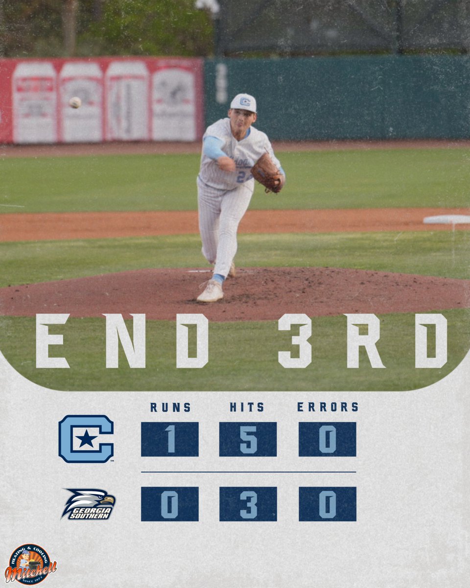 CitadelBaseball's tweet image. Bulldogs lead 1-0 after three! 

#jOURney