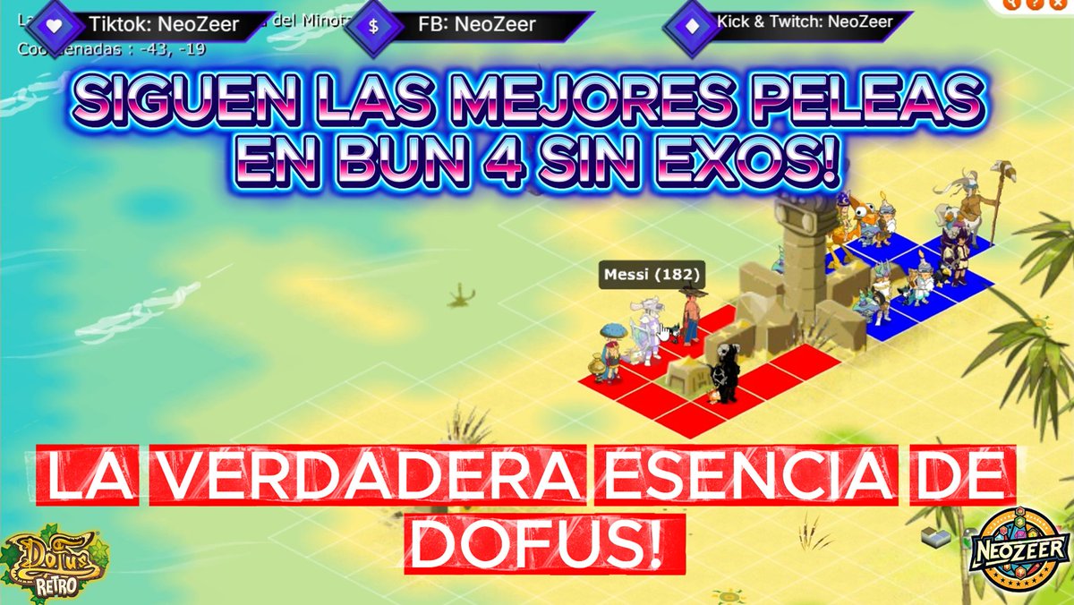 NeoZeer's tweet image. Defensa Recaudador: Veteranos  -Versus- GM Desconocido [Bun 4 - Dofus Retro]
Link: youtu.be/_B0yGfXHP3Y
#dofusretro #neozeer #dofus #pvp #livestream