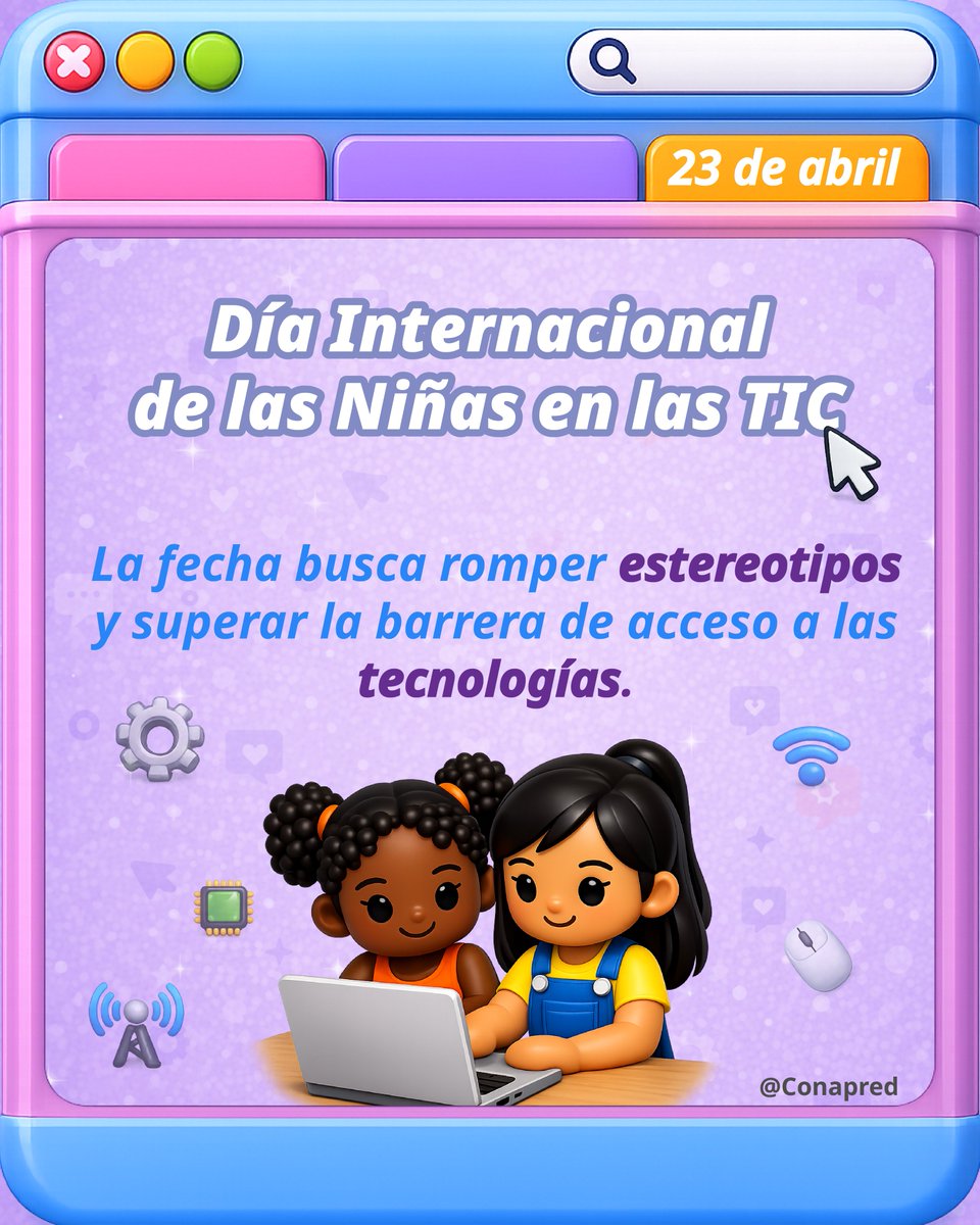 CONAPRED's tweet image. En el Día Internacional de las Niñas en las #TIC, recordemos que reducir las brechas de género en las tecnologías de la información y la comunicación es clave para garantizar que todas las niñas puedan ser lo que quieran ser, sin exclusión. 👧🏻👧🏼👧🏽👧🏾👧🏿💫