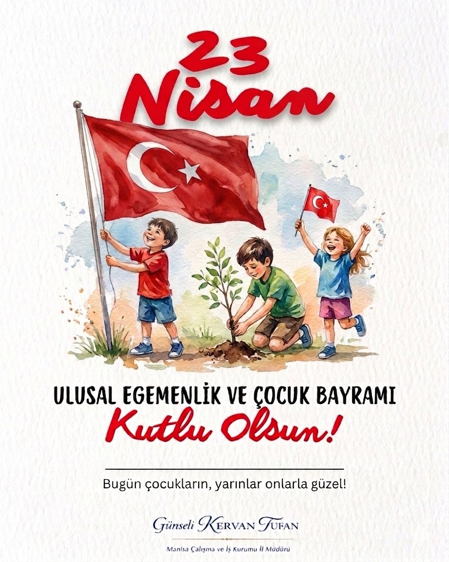 23 Nisan Ulusal Egemenlik ve Çocuk Bayramı’nı en içten dileklerimle kutluyorum.🇹🇷Bu anlamlı gün vesilesiyle, Cumhuriyetimizin kurucusu Mustafa Kemal Atatürk başta olmak üzere tüm silah arkadaşlarını saygı, minnet ve rahmetle anıyorum.