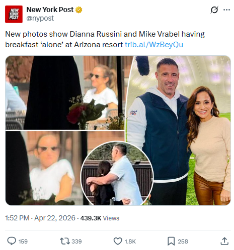 game7__'s tweet photo. Day 15 of no apology from Dianna Russini. 

That's legit crazy. Meanwhile, the story just keeps getting worse and worse.

It has been 2 weeks since Page Six published photographs of Dianna Russini and Mike Vrabel at a luxury resort in Sedona, Arizona. In that time, Vrabel has addressed his team, spoken to his coaching staff, had what he described as "difficult conversations" with his family, and stood at a podium at the Patriots facility in Foxborough to address the media. He promised the organization would get "the best version of me going forward." He did not hide. He did not deflect. He did not blame the media for covering a story that the media had every right to cover. He showed up, stood in front of reporters, and took ownership like an adult.

Dianna Russini has not apologized for anything. She has not taken ownership of anything. She has not directly addressed the readers who trusted her reporting. She has not addressed the profession she spent more than 15 years building a career in. What she has done is resign before The Athletic could finish investigating her, post a resignation letter on X in which she described herself as a victim of "self-feeding speculation that is simply unmoored from the facts," and declared that she "stands behind every story I have ever published." That is not accountability. That is reputation management.

And now, on Day 15, the New York Post has published new photos. These photos show Russini and Vrabel having breakfast alone at the Arizona resort. Just the two of them. At a table. No group. No friends. No hiking buddies. No mystery fourth, fifth, or sixth person from the "group of six" that Russini claimed was hanging out with them that day.

This matters because Russini's entire defense was built on the idea that the original photos were misleading. Her statement to Page Six was: "The photos don't represent the group of six people who were hanging out during the day." A source described as close to Russini told Page Six she was on "a hiking trip with two female pals." The implication was clear: the photos only captured part of a larger, innocent gathering, and the framing made it look like something it was not.

That explanation had problems from the start. Three eyewitnesses at the resort told Page Six they did not see anyone else with Russini and Vrabel. One witness, when asked if Vrabel was with a group of friends, responded: "No, he was with a girl." When the New York Post gave both Russini and Vrabel the opportunity to provide evidence supporting the "group of six" claim before publication, neither could produce anything. No text messages about planning the trip. No screenshots of coordinating arrivals. No photos from a group hike. Nothing. The Athletic reportedly asked Russini for the same kind of evidence internally, and she could not provide it there either.

Now there are photos of the two of them eating breakfast alone at the resort. Not with a group. Not with friends. Alone. Every new piece of evidence that surfaces makes the "group of six" defense look worse. At some point, the question stops being whether the original photos were misleading and becomes whether Russini's response to the original photos was misleading.

Vrabel has not tried to claim the situation was something it was not. His initial statement, issued the day after the photos were published, called the interaction "completely innocent" and said "any suggestion otherwise is laughable." That is a denial of wrongdoing, but it is not a denial of being there with her. He did not invent a group of people who were supposedly present. He did not claim the photos were taken out of context. He showed up on April 21 and talked about it publicly. He owned the fact that the situation created problems for his family, his staff, and his players.

Russini's approach has been the opposite at every step. When the photos dropped, she and Vrabel reportedly coordinated their public response before either issued a statement. She reportedly contacted a crisis communications expert. She offered the "group of six" explanation. When The Athletic launched an investigation on April 10 into the nature of her relationship with Vrabel and whether she had been honest about it, she resigned four days later on April 14, before the investigation could reach a conclusion. Her resignation letter blamed the media for "repeated leaks" and described the coverage as a "public inquiry that has already caused far more damage than I am willing to accept." She wrote that she was stepping down "not because I accept the narrative that has been constructed around this episode, but because I refuse to lend it further oxygen or to let it define me or my career."

Nowhere in that letter is an apology. Nowhere is there an acknowledgment that her explanation did not hold up. Nowhere is there a recognition that every NFL story she filed during the years she covered Mike Vrabel's teams now carries a question mark. She covered the Tennessee Titans for ESPN during Vrabel's entire six-season tenure as head coach from 2018 to 2023. She moved to The Athletic and continued covering the NFL, including the Patriots after Vrabel was hired in January 2025. Every scoop she broke, every source she cited, every piece of insider information she reported during that stretch now comes with a question the audience cannot answer: was this journalism, or was this access granted through a personal relationship with the head coach?

That is not speculation. That is the professional consequence of a journalist being photographed in what appeared to be an intimate setting with a source she actively covered, failing to provide evidence for her explanation, and resigning before her employer could finish looking into it. Those are her choices. Those are her actions. And she has not taken responsibility for any of them.

Vrabel is a football coach. His job does not require editorial independence. His job does not depend on the audience trusting that his relationships with people in the industry are professional. He does not owe anyone objectivity. And yet he is the one who stood up and addressed the situation publicly, multiple times, while the person whose entire career was built on credibility has said nothing beyond a carefully worded resignation letter that reads like it was drafted by a publicist.

Multiple outlets have reported that Russini's husband, Kevin Goldschmidt, may have hired a private investigator to follow her. If that reporting is accurate, it suggests this was not a one-time meeting that happened to get photographed. It suggests a pattern that someone close to her suspected and wanted documented.

Some have framed this as a gender issue. Jemele Hill argued that male reporters have broken "cardinal rules" without losing their careers, and there is a real conversation to be had about double standards in sports media. But that conversation does not apply here. The issue is not that Russini was photographed with a source. The issue is that she was photographed in what appeared to be an intimate setting with a source she covered, that eyewitnesses contradicted her explanation, that she could not produce evidence supporting her version of events, that she coordinated her response with the person she was photographed with, and that she resigned before her employer's investigation could conclude. Male reporters would face the same scrutiny for the same set of facts. Adam Schefter was criticized for years after emailing a draft story to a Washington front office executive for approval in 2011, and that involved far less than what has surfaced here.

It has been 15 days. Mike Vrabel has taken more public accountability for this situation than Dianna Russini has. He has spoken to his family. He has spoken to his players. He has spoken to the media. She has spoken to nobody except through a resignation letter that blamed everyone but herself. And now there are new photos of the two of them having breakfast alone at the resort, and the "group of six" defense is looking less credible by the day.

If Russini wants the public to believe she did nothing wrong, she can start by explaining why every piece of evidence that surfaces contradicts the story she told.