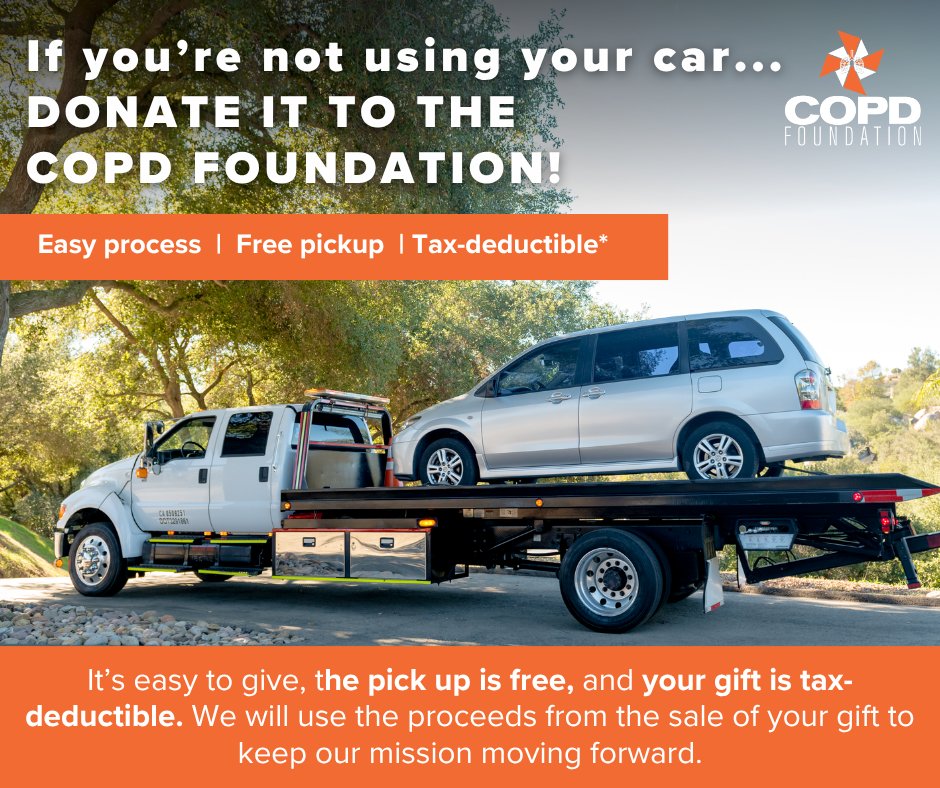 COPDFoundation's tweet photo. Turn a vehicle you no longer need into support for a cause you care about. Your donation helps power programs that make a difference for those living with chronic lung disease. 
🚙 Learn more: https://t.co/inDS9Raz0W https://t.co/SRRXX6KQiV