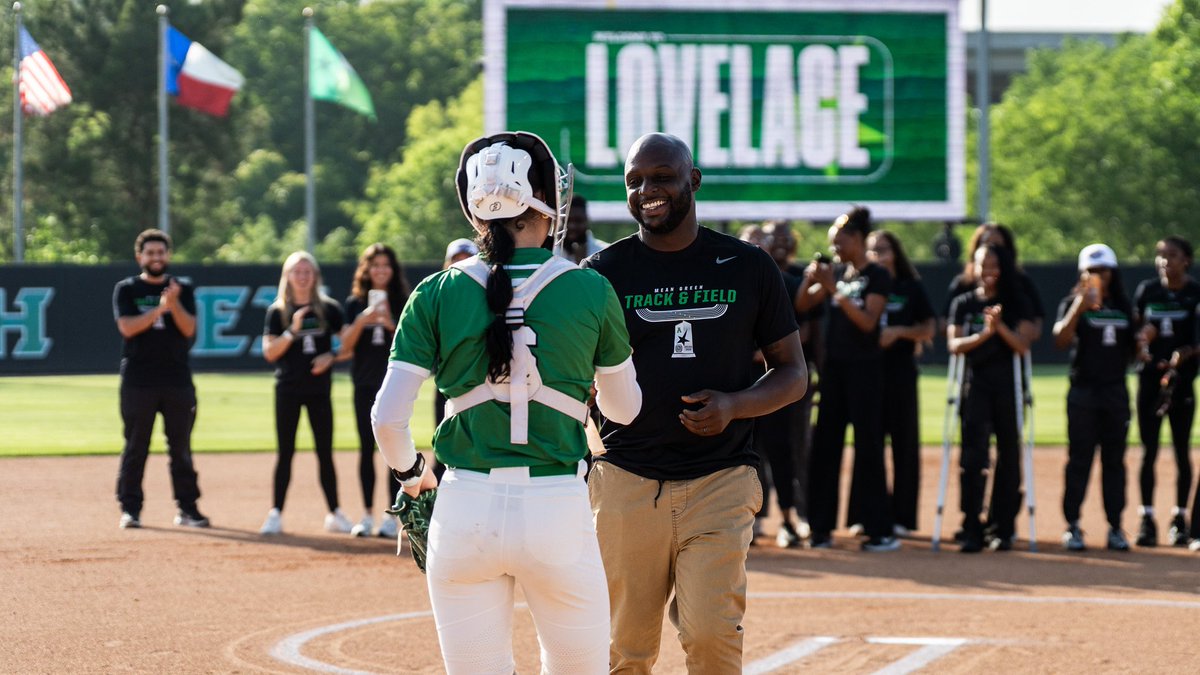 MeanGreenTFXC's tweet image. Fired it in there, @CoachMarshall87 🔥

Thank you to @MeanGreenSB for honoring the 2026 @American_Conf Indoor Women's Champions tonight at Lovelace Stadium.

#GMG