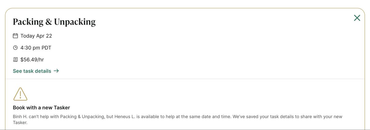 realkarenand3's tweet photo. Is it normal for a Tasker to cancel a task a few minutes before arrival  then disabled her chat? Unfortunately my movers were set to arrive two days later. Funny thing is, she set the time and date. #taskrabbit https://t.co/Wgqg7eu8zo
