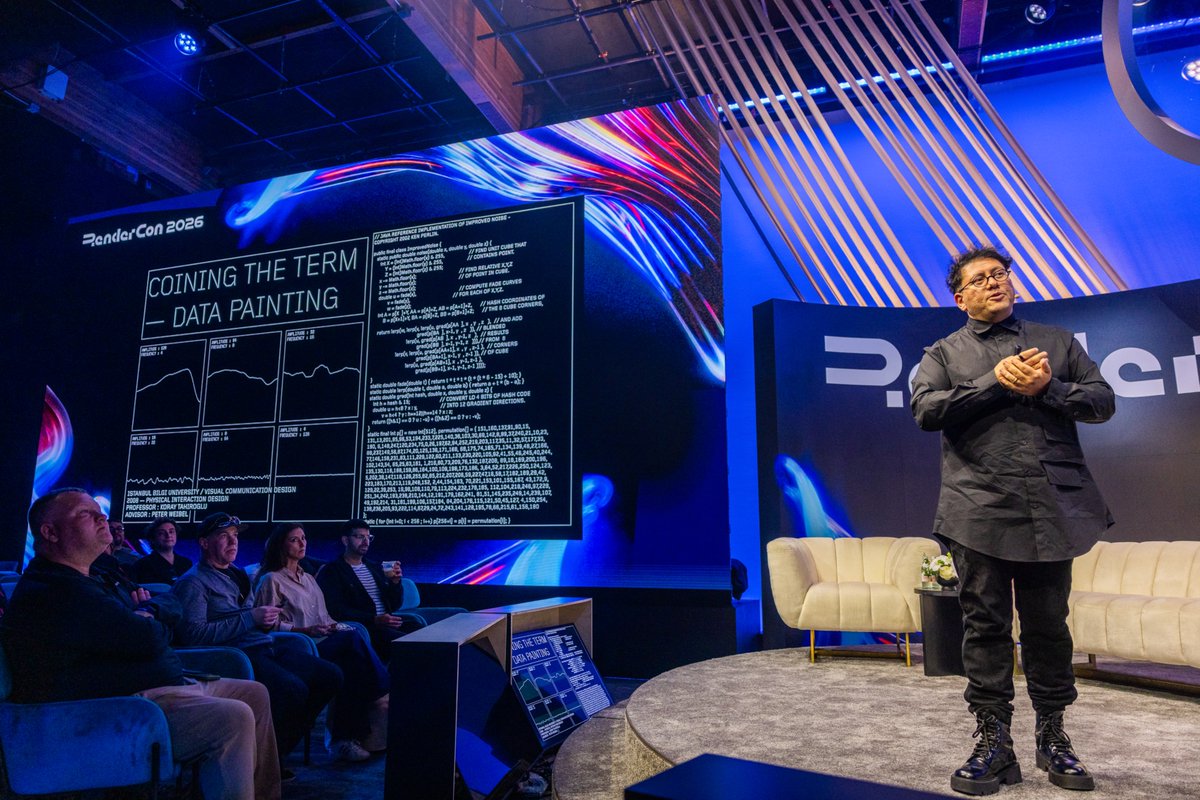 rendernetwork's tweet photo. "Think about data not just as numbers, but as a form of memory that can take any shape, any color, and any moment."
- @RefikAnadol at #RenderCon2026
Full talk:ย https://t.co/PfhkLbdOPY https://t.co/w6Iu9zn8q7