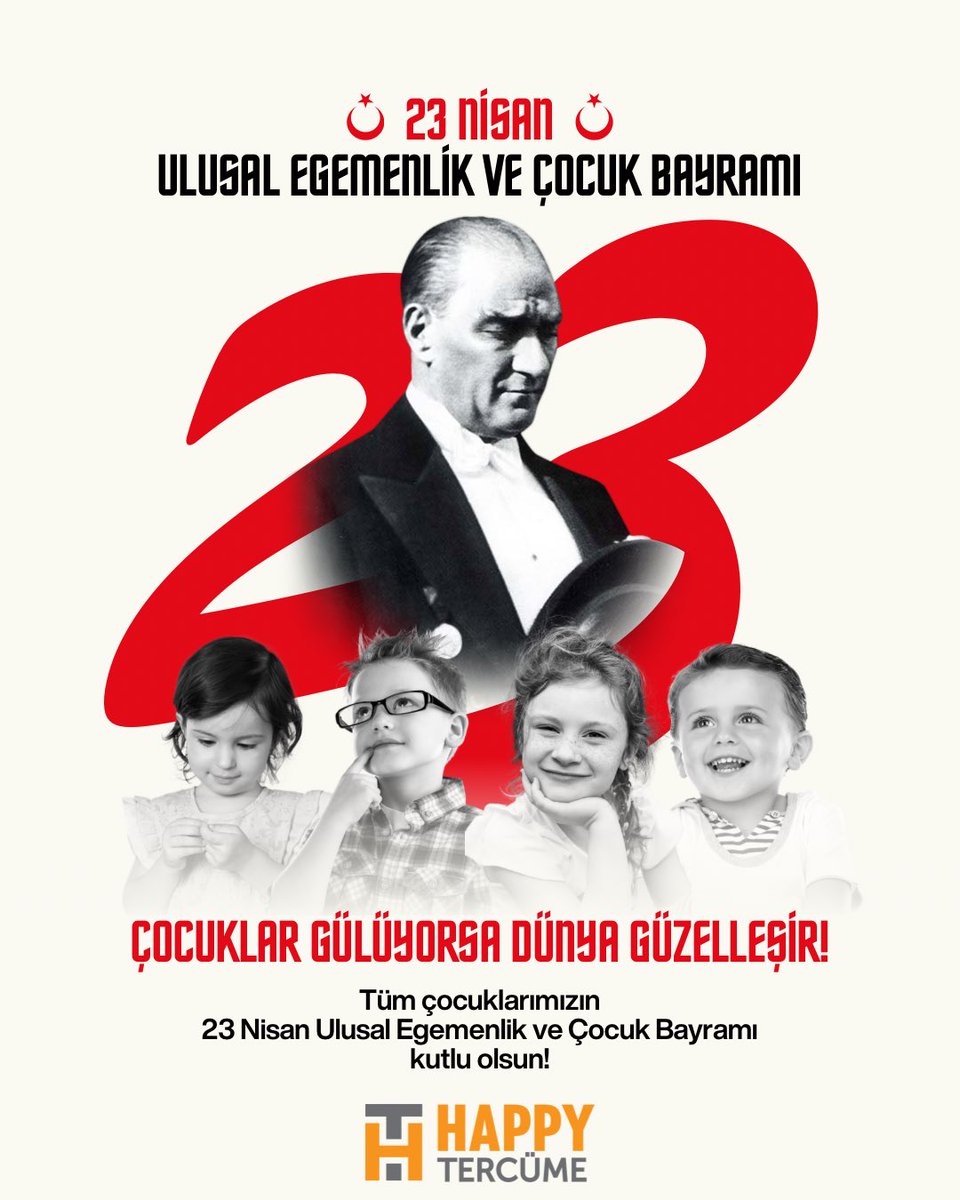 happytercume's tweet photo. Gazi Mustafa Kemal Atatürk’ün çocuklara armağan ettiği bu özel gün, geleceğe duyulan inancın en güzel ifadesidir.
Tüm çocukların umutla, neşeyle ve özgürce büyüdüğü bir gelecek dileğiyle…

23 Nisan Ulusal Egemenlik ve Çocuk Bayramı kutlu olsun! 🎈

#23Nisan #HappyTercüme https://t.co/2tc2ysqmSa