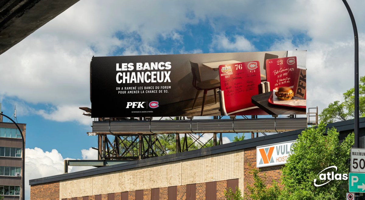 Atlasoutdoorad's tweet image. Not just a bench. A fan zone.

PFK taps into Canadiens playoff culture. 🏒

#PFK #Canadiens #OOH #Advertising

ca.bmoutdoor.com/info/pfk-lucky…