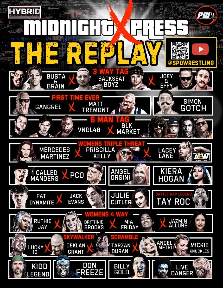 PWU_Online's tweet photo. 🔥 PWU X HYBRID PRESENTS: MIDNIGHT XPRESS: THE REPLAY 🔥

Missed it live or just want to run it back? This is one of the most stacked nights in Hybrid x PWU history — and now you can watch EVERY match AGAIN.

Live on @SPOWrestling  on YouTube https://t.co/eTQo6QtoYB