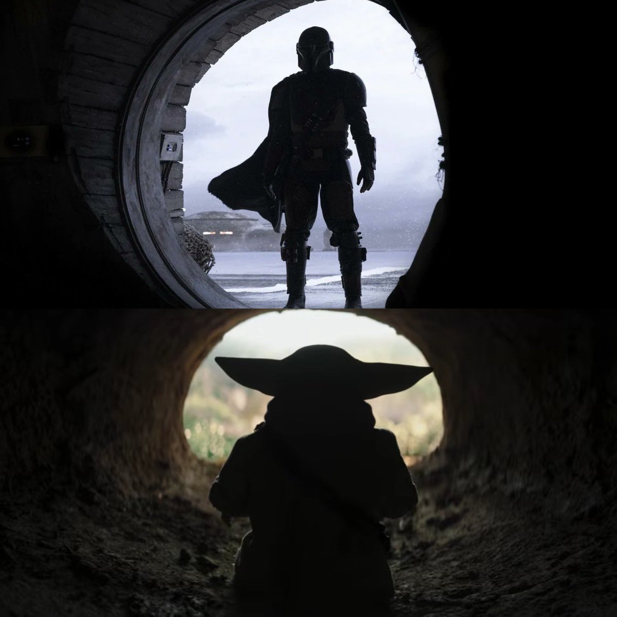 SombradeImperio's tweet photo. De tal padre tal hijo, el primer plano del Mandalorian en su serie hasta ahora su hijo Grogu repitiendo la fórmula de la silueta en su película… 👌😮‍💨😮‍💨 https://t.co/yKyJkX2ilt