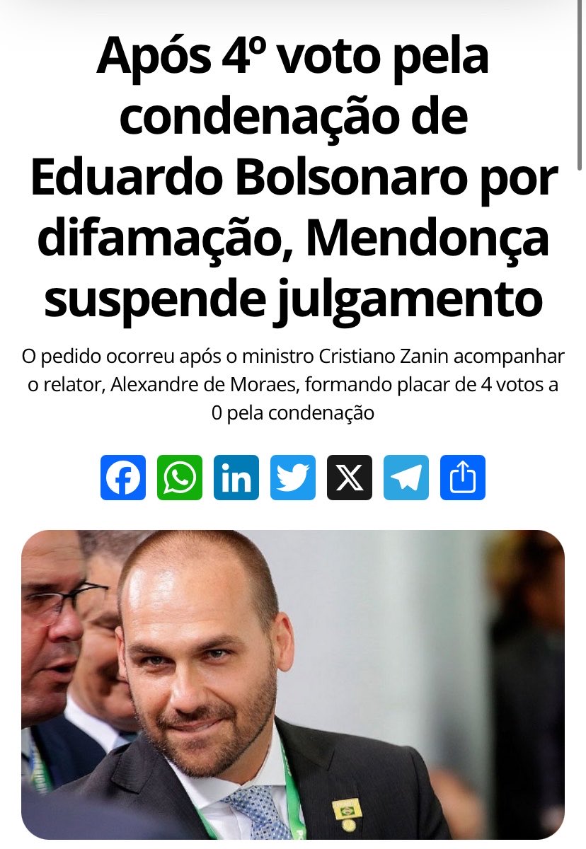 A possível condenação de Eduardo Bolsonaro por um tuíte abrirá uma jurisprudência perigosíssima para todos os parlamentares, afetando suas imunidades, podendo atingir candidatos, como o próprio Flávio Bolsonaro e, em última instância, todos os brasileiros.

Lembrem-se da frase de
