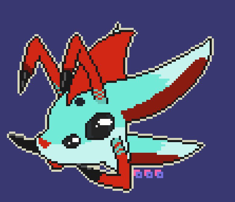 Freja gets pixelated by the amazing <a href="/NoisetteHazel/">Julianivia</a> 

My reaper leviathan birb looks beautiful this way 💕
