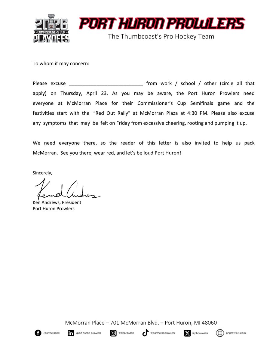 x-Port Huron Prowlers tweet media