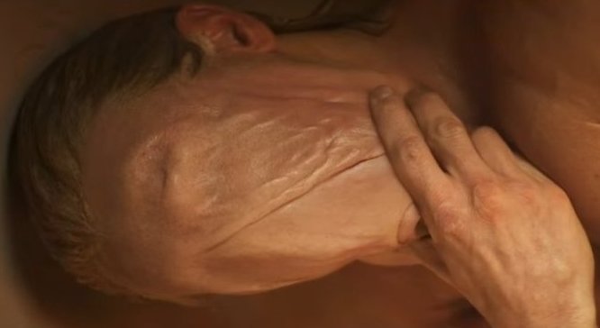 I actually recoiled in disgust..DUDE?! I thought it would be like goop, so having his skin literally fold over his face took me by surprise.