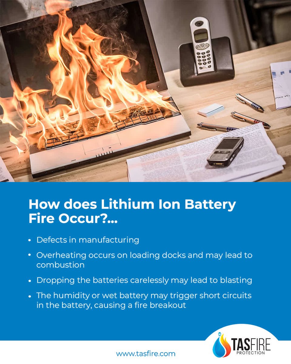 gotasfire's tweet image. How does Lithium Ion Battery Fire Occur?...
LEARN MORE... tasfire.com/lithium-ion-ba…

#fireprotection #fireservices #firesuppression #firealarms #sprinklersystems #fireextinguishers #smokedetection #securitysystems #firehydrants #weston #florida #southflorida #fortlauderdale