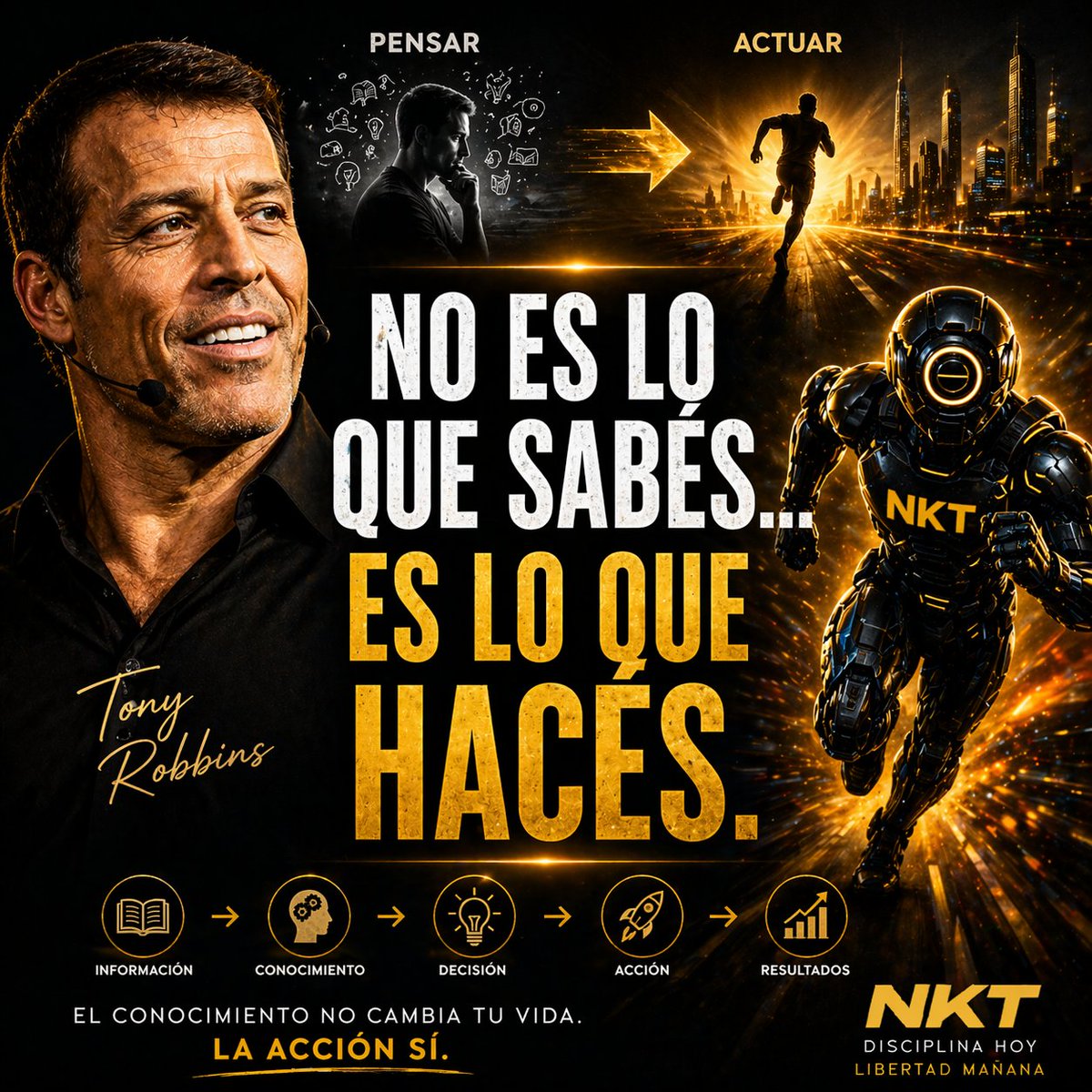 NakamotoNKT7's tweet image. 💭 Tony Robbins dice algo que pocos aplican…
No es lo que sabés…
es lo que hacés.
Muchos leen.
Aprenden.
Miran contenido.
Pero no ejecutan.
🔥 Y sin acción…
no pasa nada.
💸 El conocimiento no cambia tu vida…
la acción sí.
Ahí está la diferencia.

#NKT #Satoshi #Nakamoto