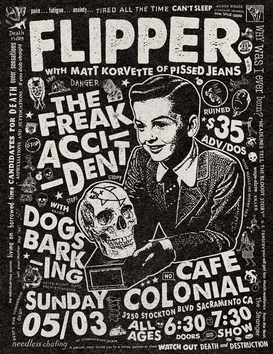 DogsBaking's tweet photo. Next live: 5/3 (Sun) at Cafe Colonial with FLIPPER and The Freak Accident (feat. Ralph Spight from Victims Family)! https://t.co/HyTWtphNTp