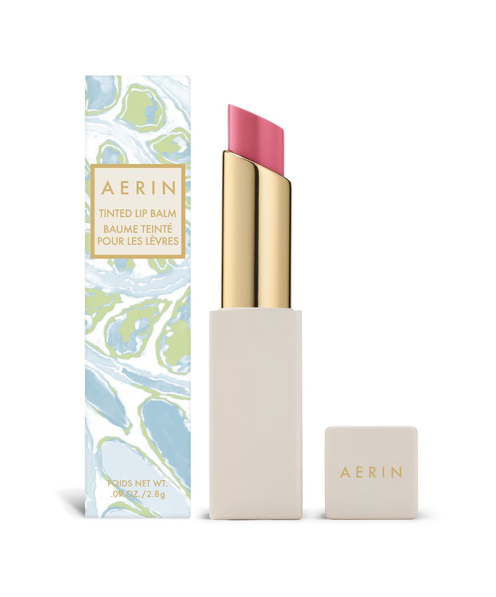 Here's a lovely Mother's Day gift idea: Aerin Tinted Lip Balm in petal pink. This balm-like lipstick is gently infused with the brand's signature rose scent and delivers high shine. Love the packaging design too.