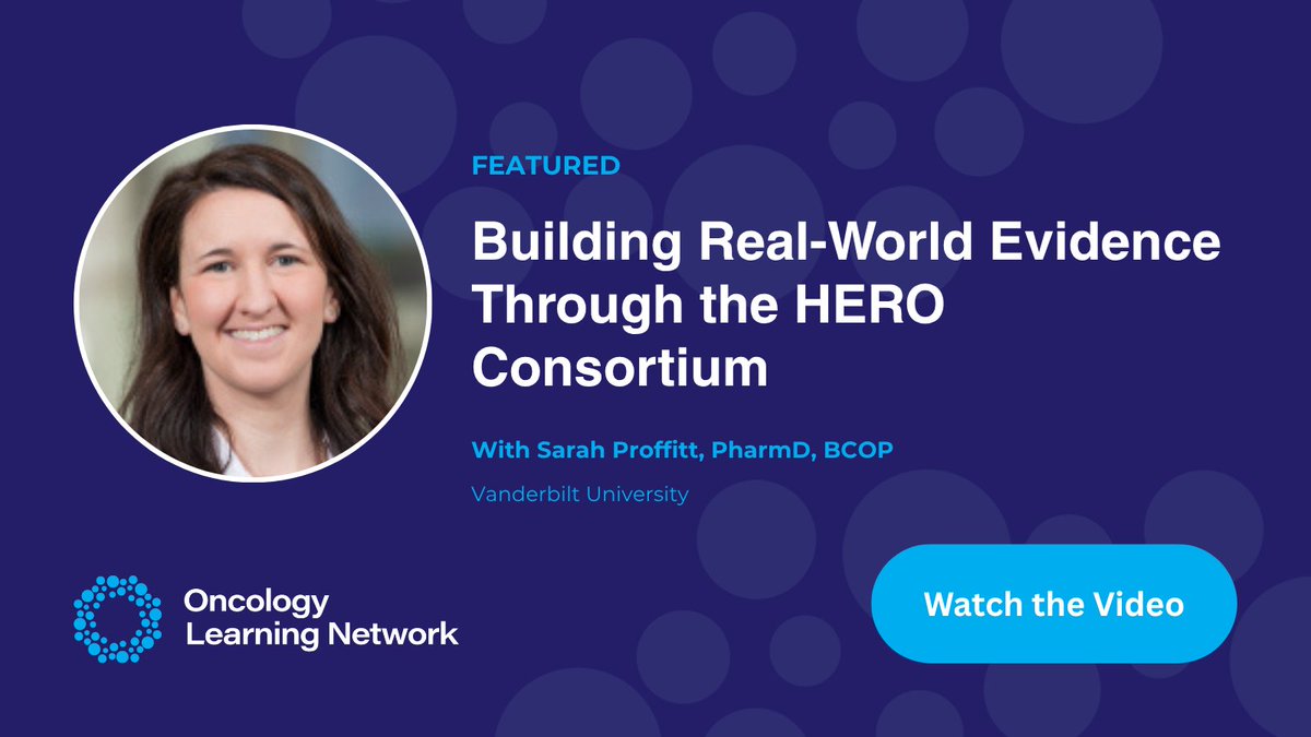 OncLearnNetwork's tweet image. Sarah Proffitt, PharmD, discusses the development and impact of the #HERO Consortium, a pharmacist-led, multicenter research collaborative. Learn more: hubs.ly/Q04d1lyn0