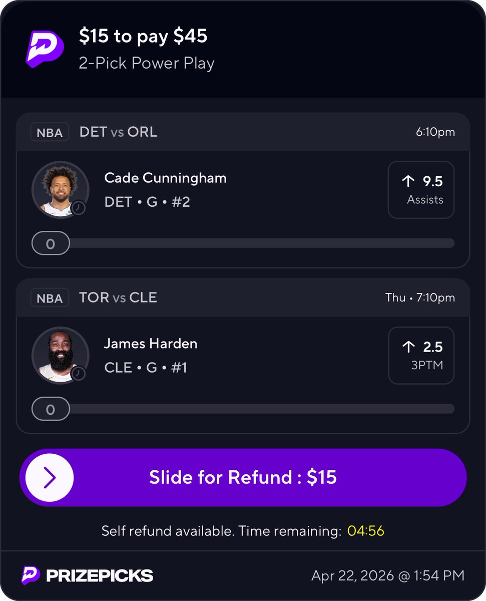BetsByCris's tweet image. $15 Protected Play (Only play if you have this promo or play at  0.5 units) #NBA #PrizePicks #Pistons #Magic #Cavs #Lakers #Rockets 

Cade over last 8/12 games
Over last 8/12 @ home games 
Over last 4/5 vs ORL 

Harden 9/13 games
Over last 7/11 @ away games 
Over last 2/2 vs TOR