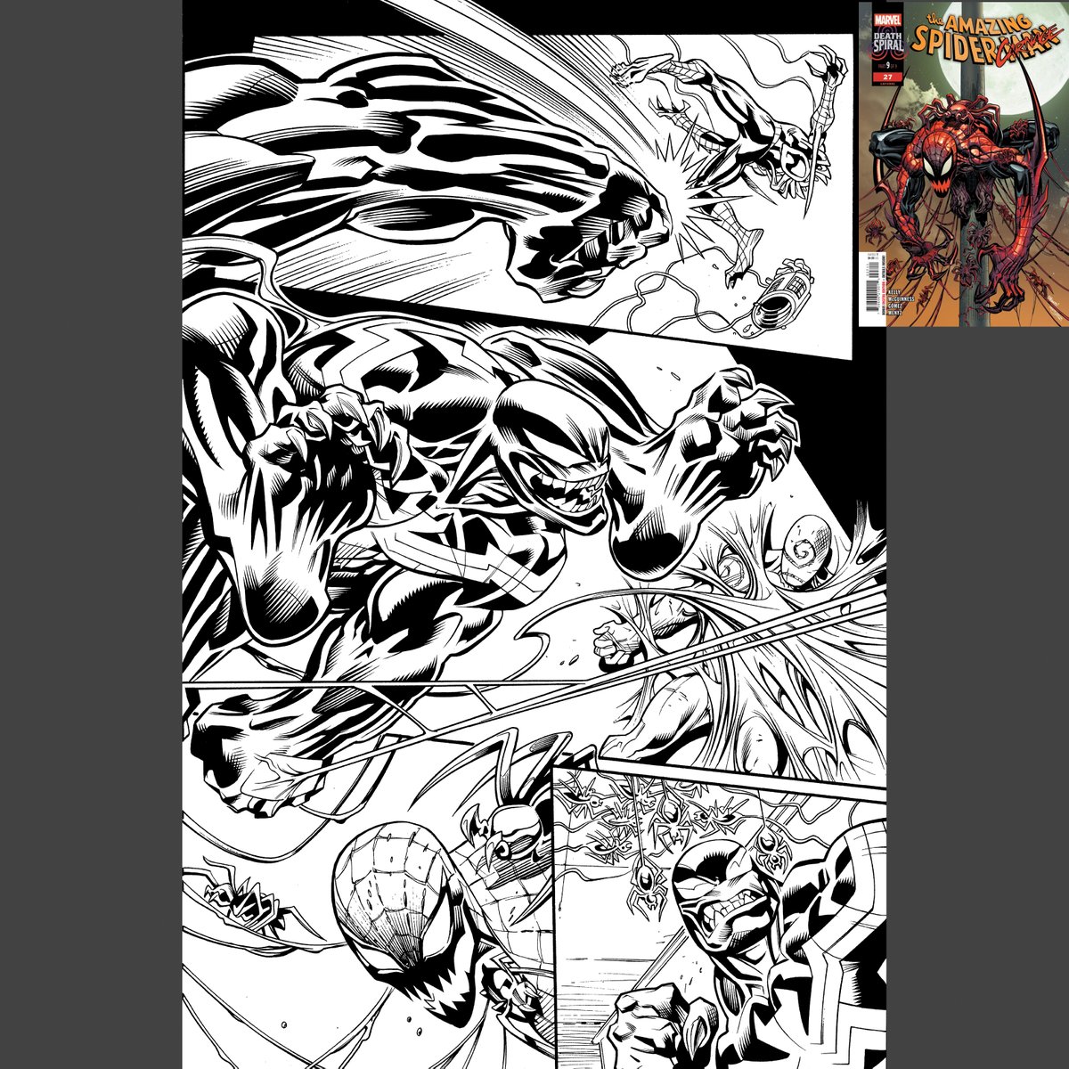 WadevonG's tweet photo. Out today! Amazing Spider-man #27! I was fortunate enough once again to get to work with the amazing @ed_mcguinness  and you can nab a page at -
https://t.co/ANDN0O7dwe
Spider-man! Venom! Carnage! Spider-carnage! What more could you ask for? https://t.co/jT5Z1gOfgX